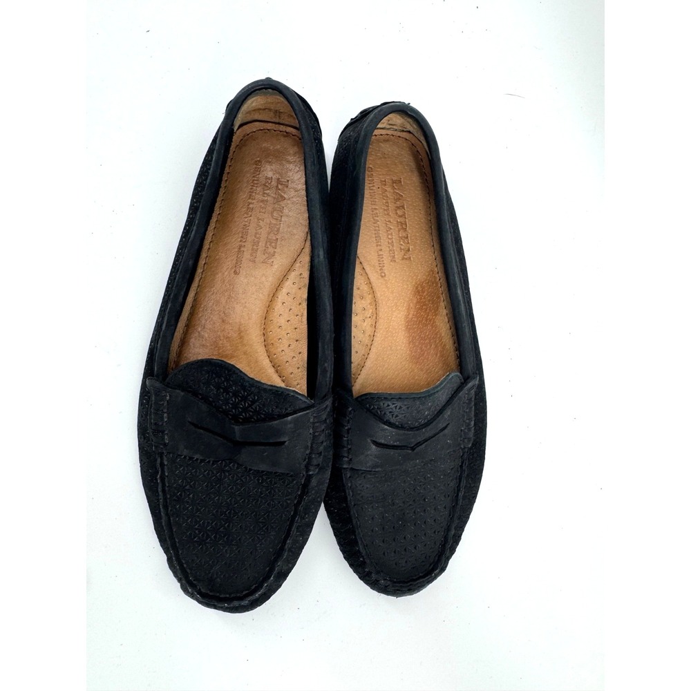 Lauren Ralph Lauren Camila Black Leather Penny Driving Loafers Womens 7 B